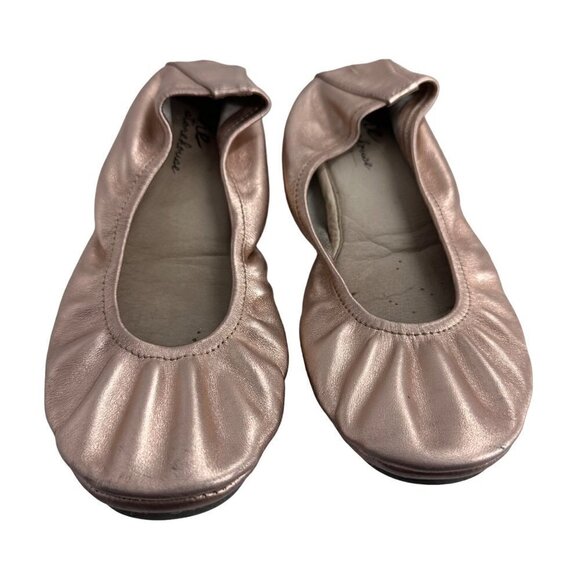The Storehouse Rose Gold Golden Roses Ltd Ed Leather Foldable Flats Size 7 - Picture 1 of 10
